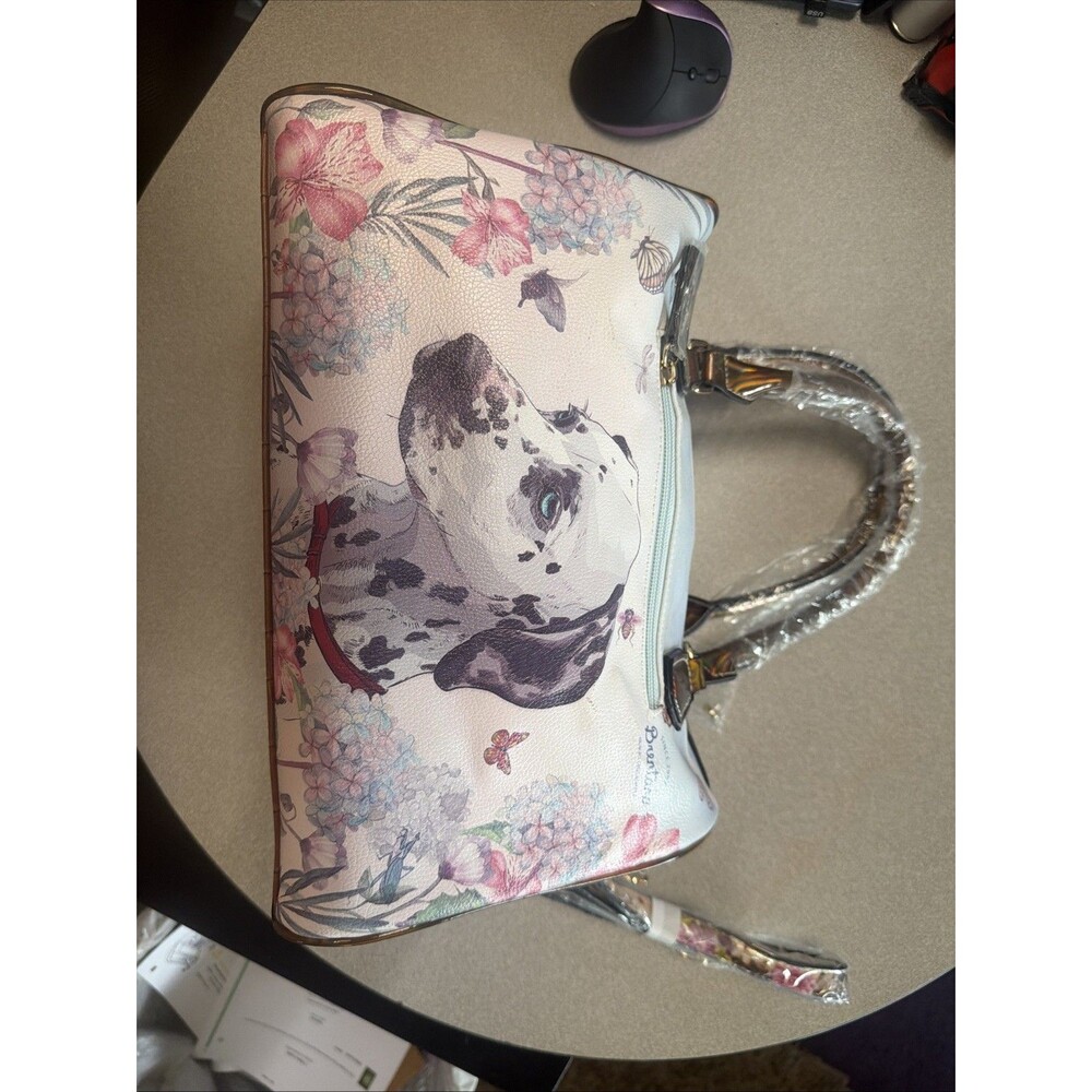 Brentano Floral Dalmatian Satchel Bag 12x8.8x7 New